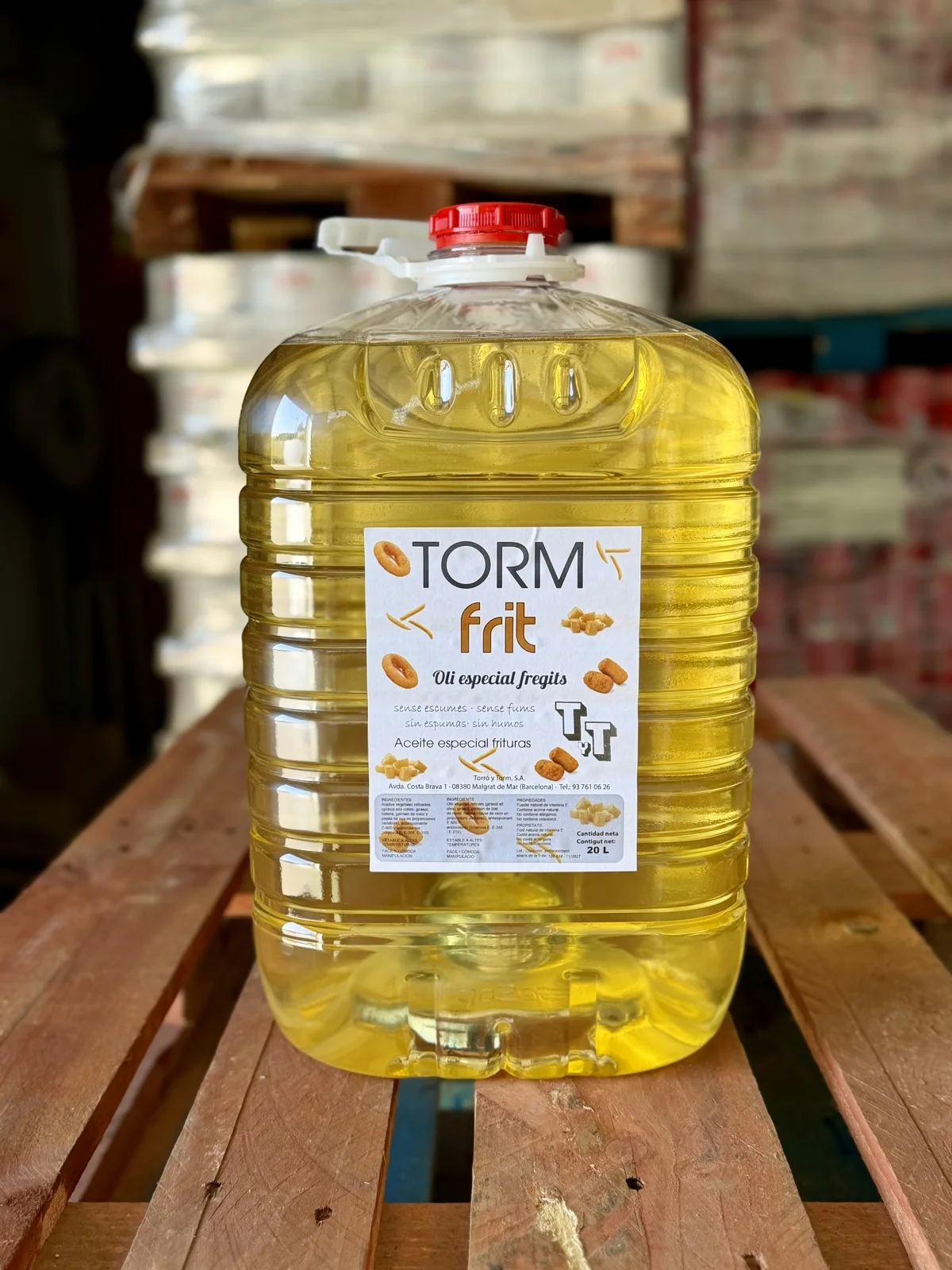 Garrafa de 20 litres de Torm Frit, oli especial per a fregits de Torró i Torm